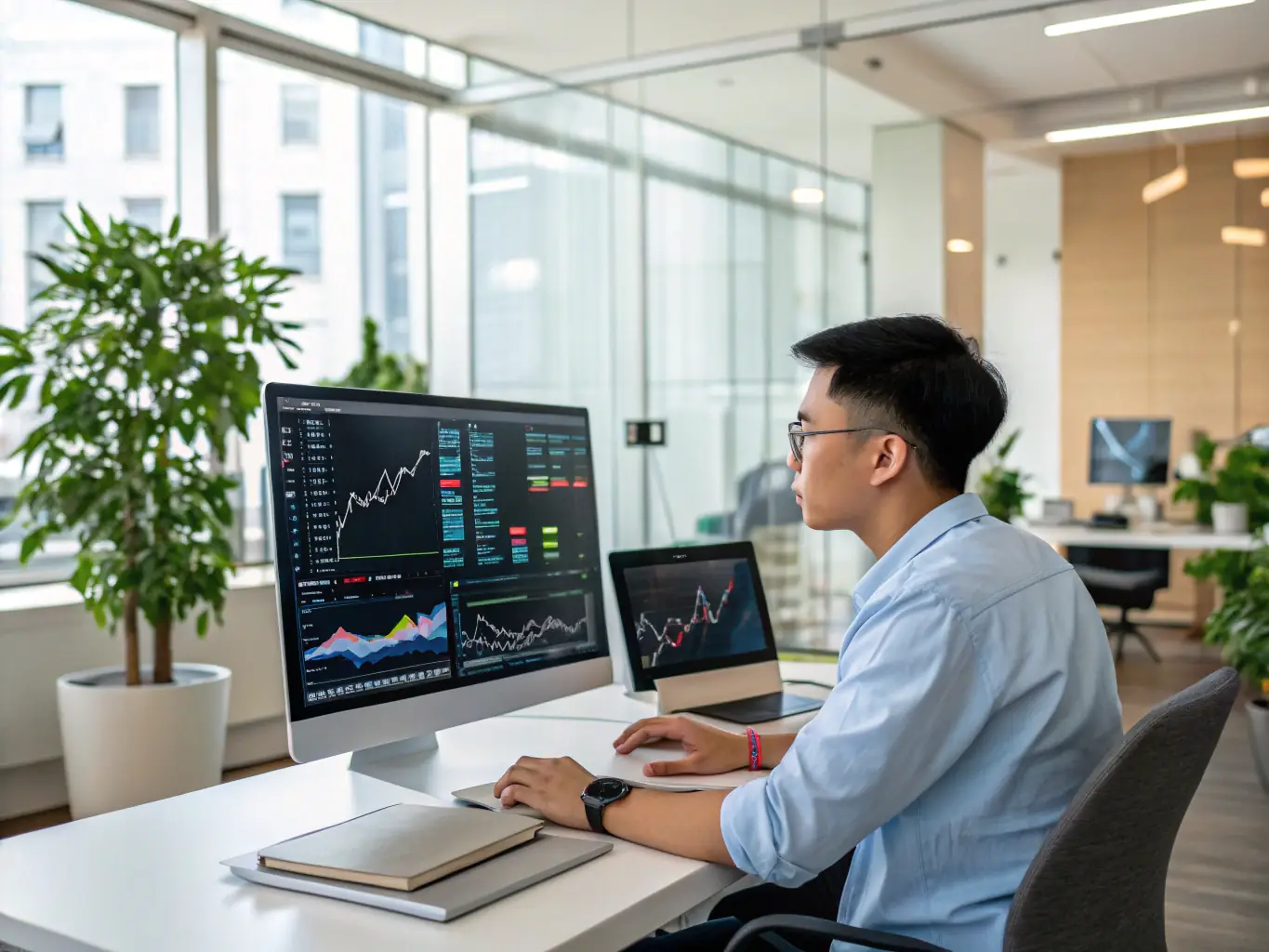 A data analyst is reviewing dashboards in Salesforce Data Cloud, highlighting the platform's ability to provide actionable insights and drive data-driven decision-making.